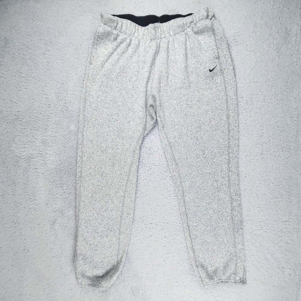 Nike Pants Mens Large Gray Fleece Zippered Cuffs Athletic Drawstring Joggers